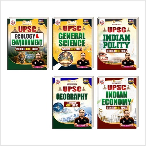UPSC Complete Study Material Set of 5 Books ( Indian Polity, Economy, Geography, General Science & Ecology) English Medium Book by Ankit Bhati Sir Rwa